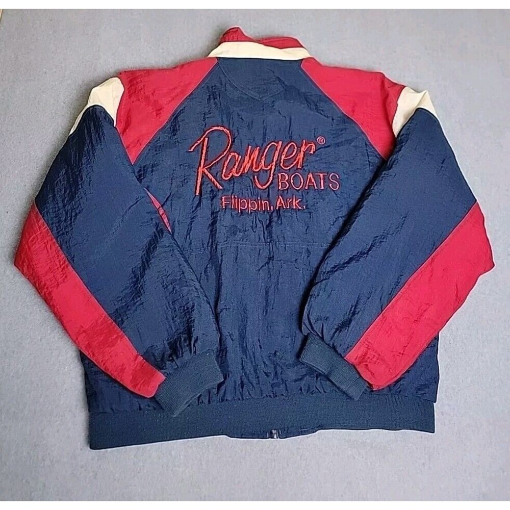 Vintage Swingster Bomber Jacket‎ Mens L Red White Blue Full Zip Pockets 80s 90s